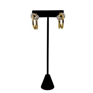 Vintage Gold Hoops With Crystals